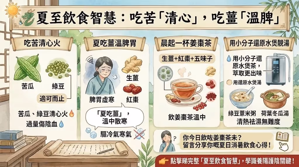 夏至飲食智慧:清熱解暑不傷陽,中醫教你「吃苦」與「吃薑」的藝術