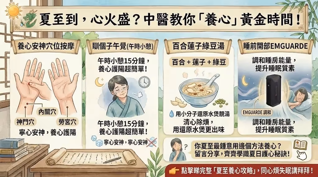夏至養心正當時——穴位按摩+作息調整,安然度過「心火旺」的盛夏