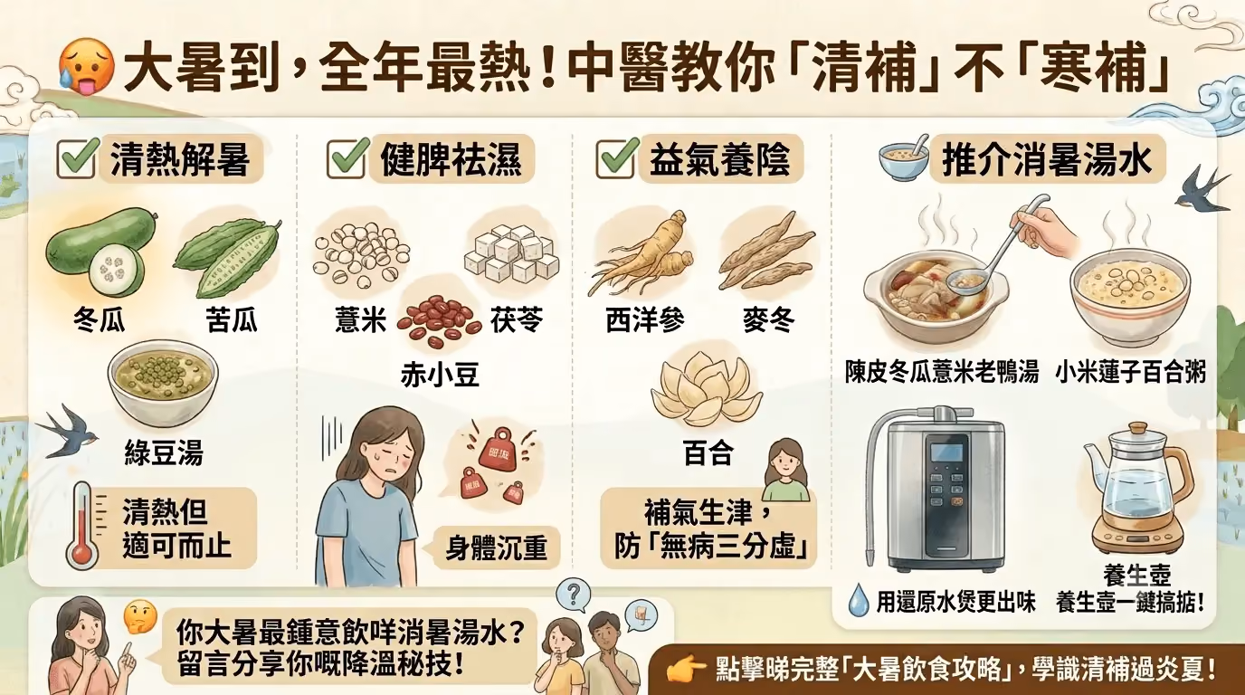 大暑飲食智慧:「清補」不「寒補」——中醫教你食出清涼,健脾祛濕過長夏