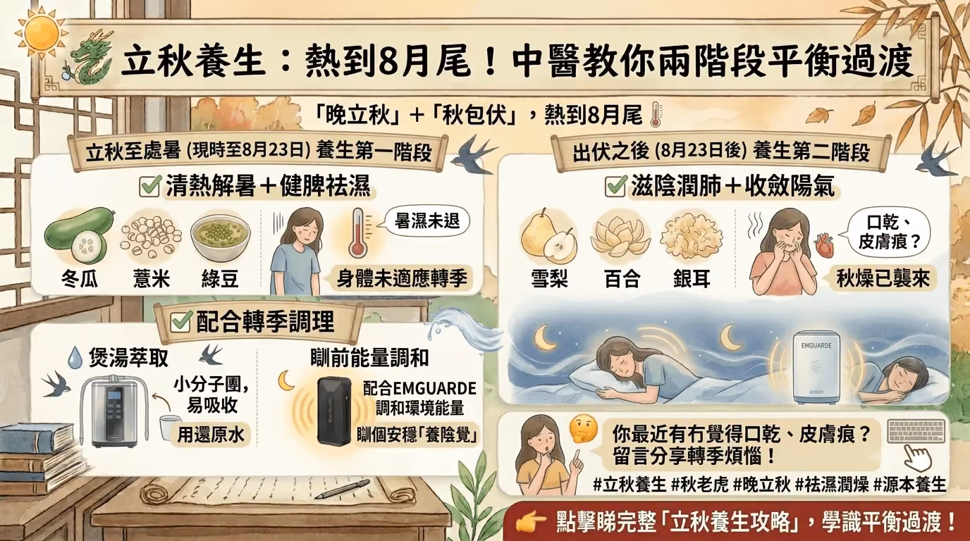 2026「晚立秋」撞正「秋老虎」！暑濕未退燥邪起，中醫教你平衡養生